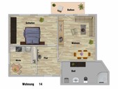 Vermietung 2 Zimmer Suhl Innenstadt Grundriss