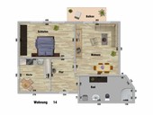 Vermietung 2 Zimmer Suhl Innenstadt Grundriss bemasst