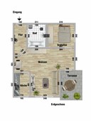 Vermietung 2 Zimmerwohnung mit Terrasse Suhl Lautenberg Grundriss bemasst