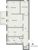 Vermietung 3 Zimmer Suhl Innenstadt bemasster Grundriss