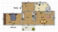 Vermietung 2 Zimmerwohnung Suhl Hochparterre Ansicht Grundriss bemaßt