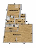 Vermietung 2 Zimmer Suhl Grundriss bemasst